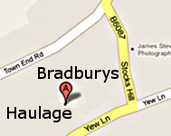 Map showing the Bradbury site